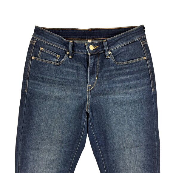 Levis Cropped Denim Jeans Womens Size 28 Blue Tapered Leg Mid Rise Cuffed Hem - Picture 3 of 9